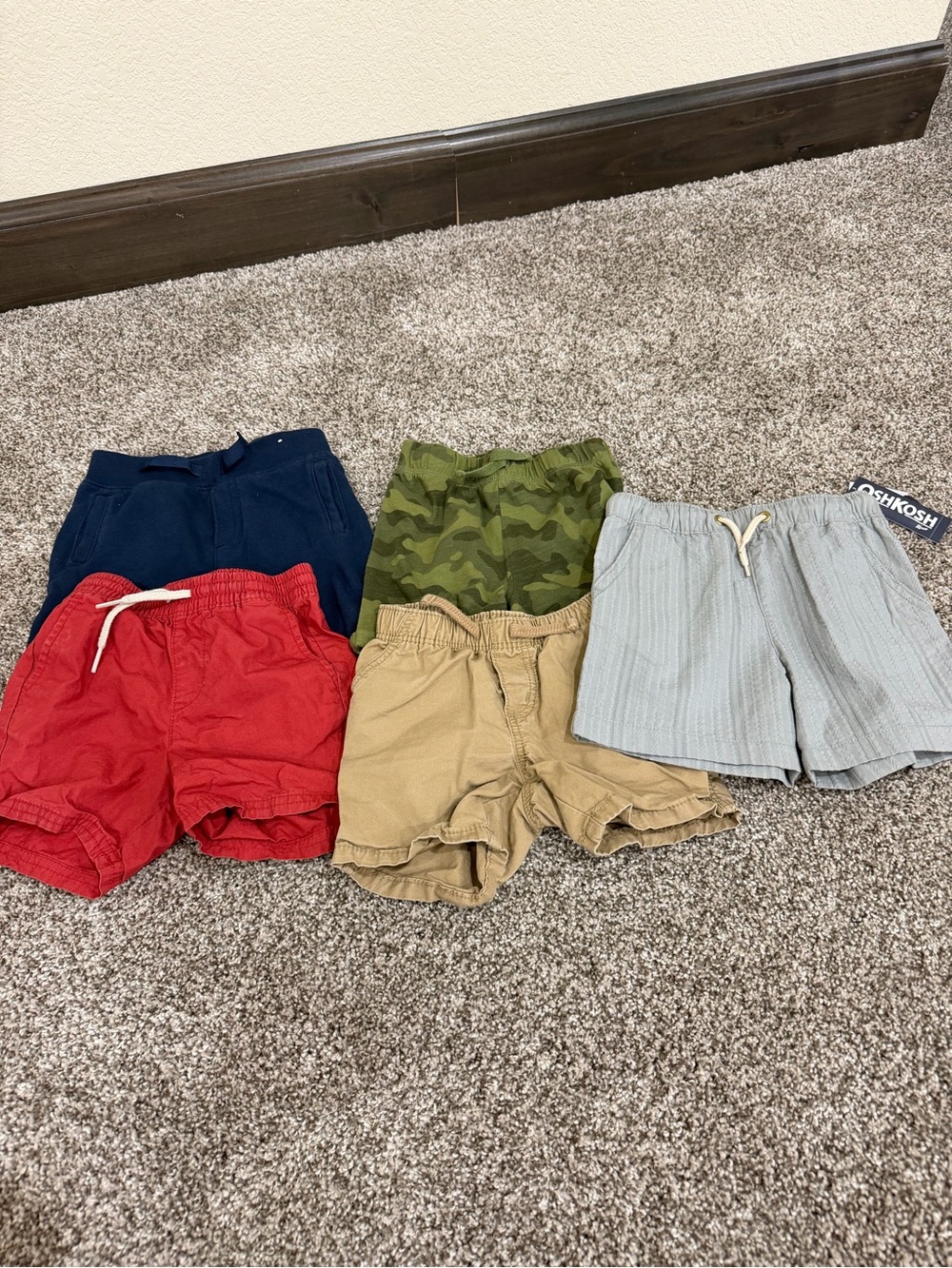 OshKosh Boys' Light Blue Stripe Drawstring Shorts + 5-Pc Mix
